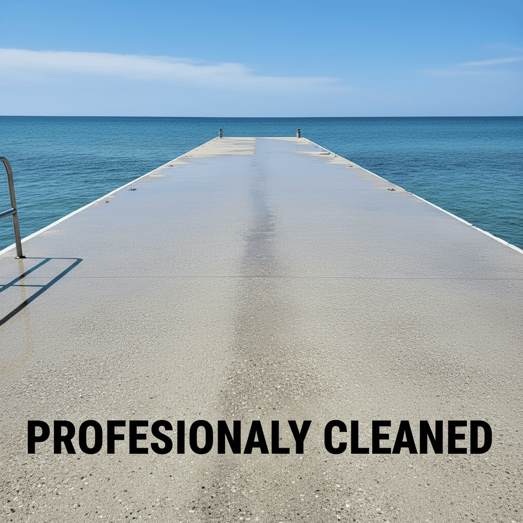 Dock restored to clean surface after Lakeline cleaning