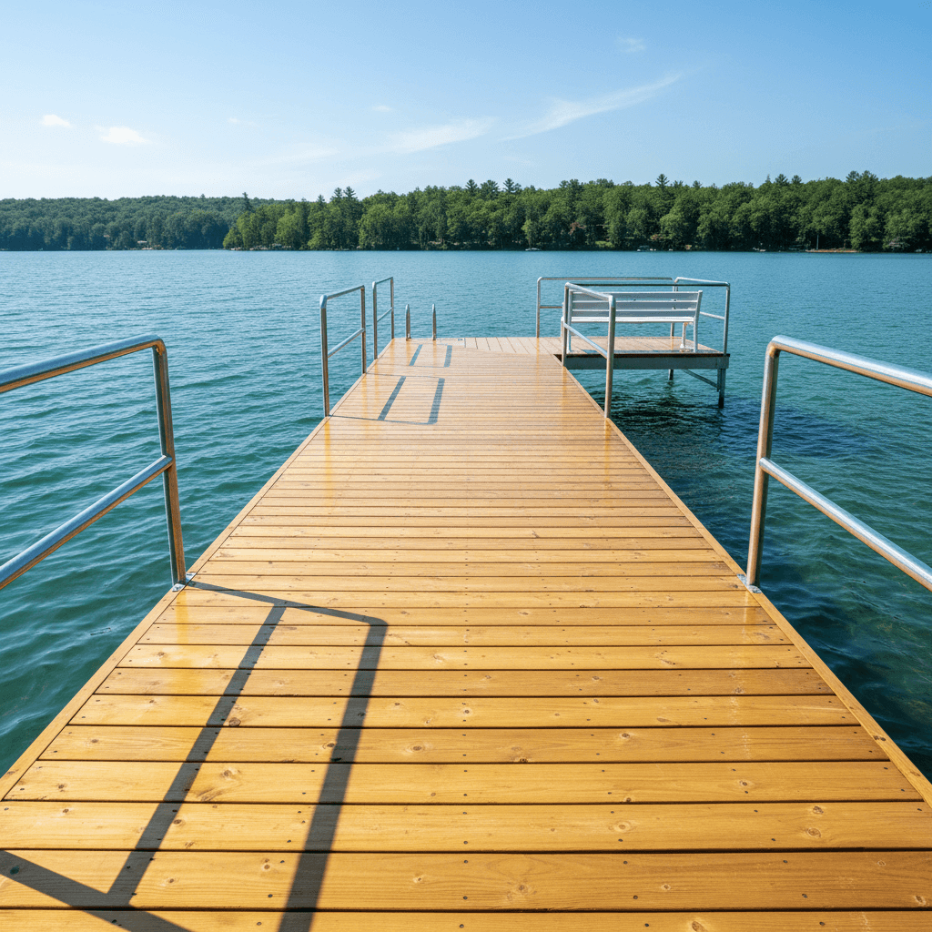 Dock after professional cleaning and pressure washing