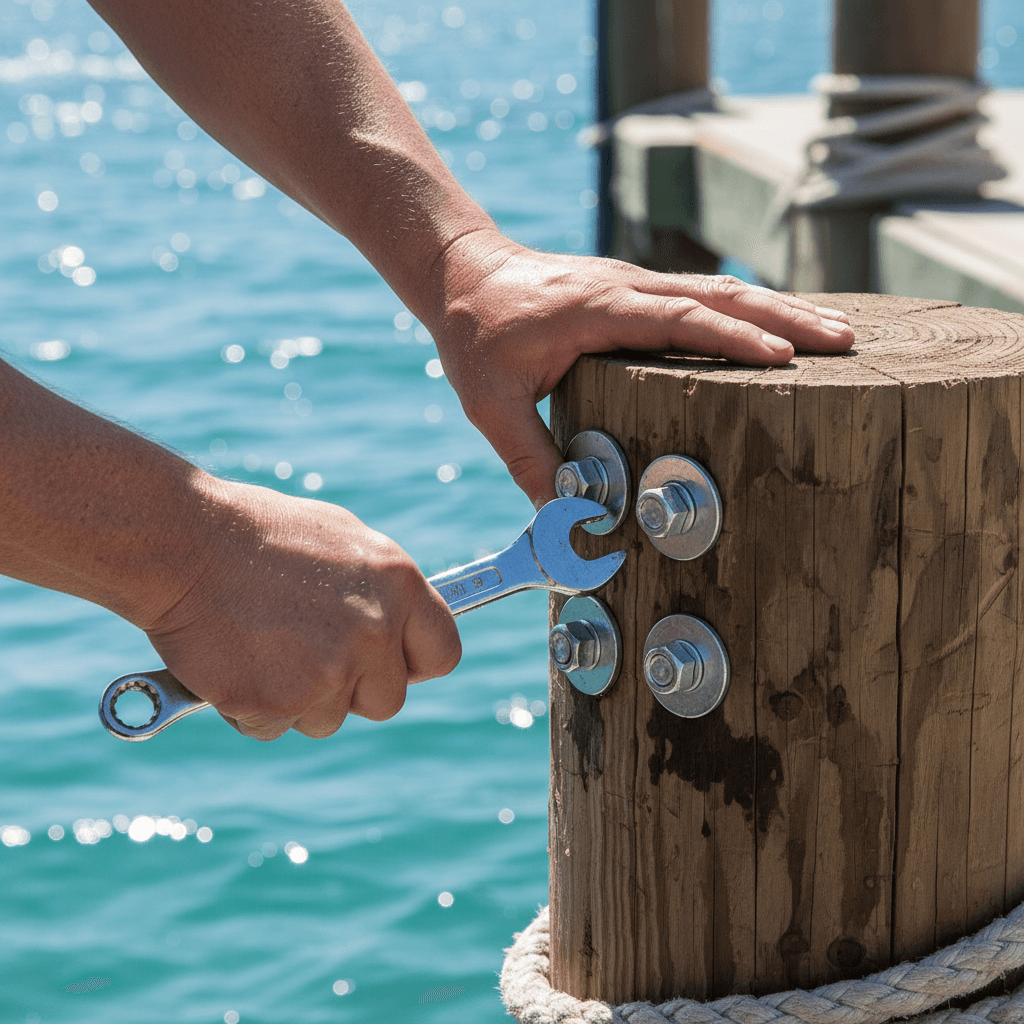 Thorough dock maintenance and cleaning service in action