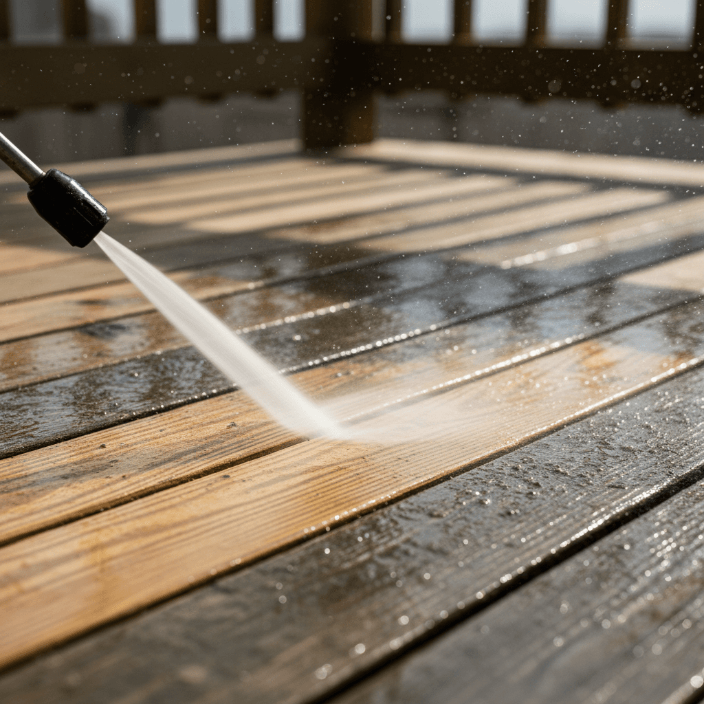 Professional dock pressure washing technique